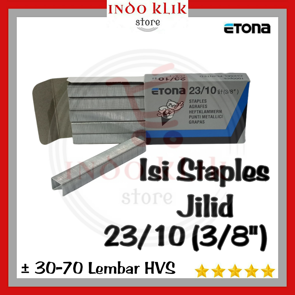 

Isi Staples Jilid Etona 23/10 (3/8"") / Refill Strapler 23 / 10 / 50 Lembar