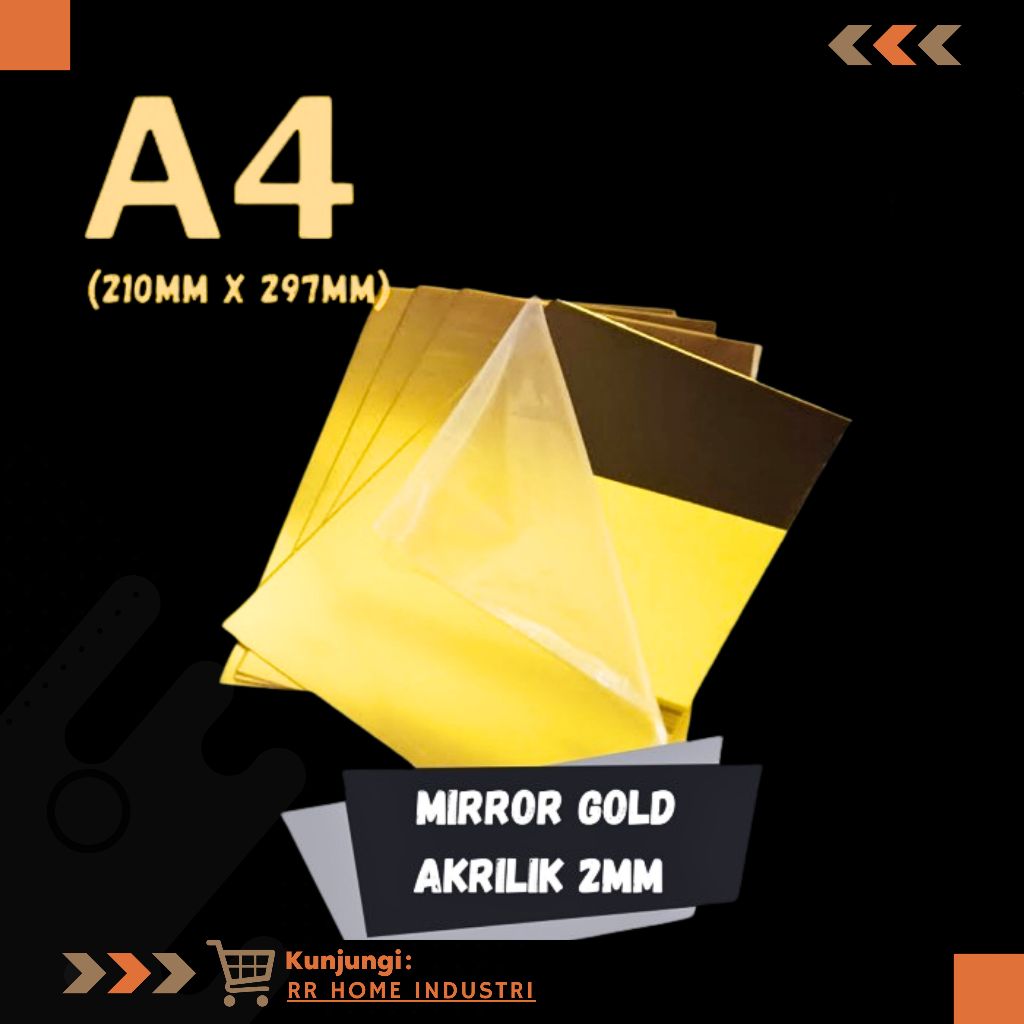 Akrilik Mirror Acrylic Sheet Gold - Ukuran A4