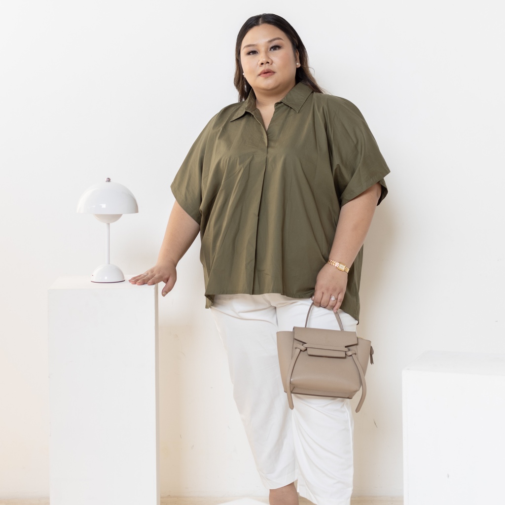 Eclaire - Grace Shirt Normal Grande Bigsize Xtrasize I Atasan Katun Korea Wanita Casual S-L XL XXL J