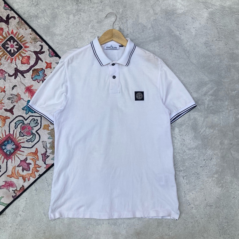 Authentic CLG Polo Shirt Stone Island White Second Original