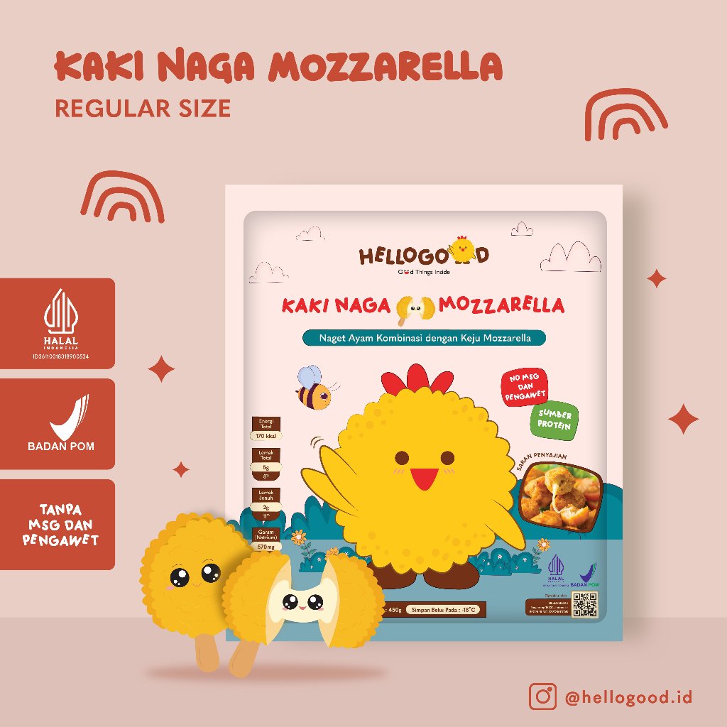 

HELLOGOOD Kaki Naga Mozzarella - REGULER - Frozen Food No MSG, Izin Edar BPOM