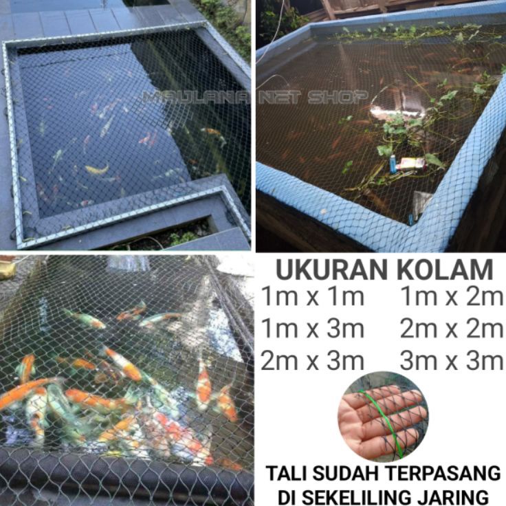 Promo Murah  Jaring tutup kolam ikan sudah terpasang tali sekeliling jaringJaring Kolam IkanJaring T