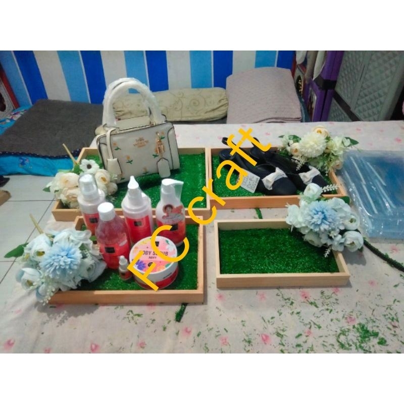 kotak hantaran seserahan | box hantaran kayu 1set isi 4