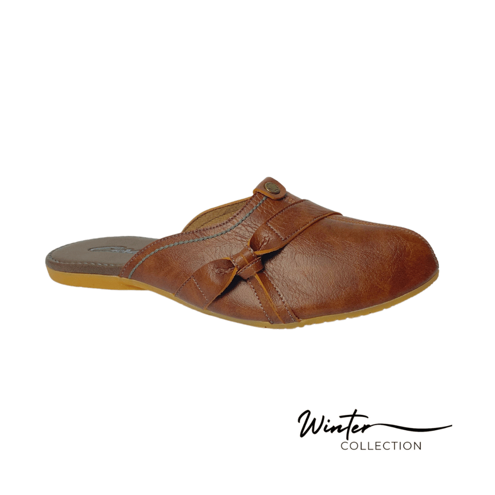 WINTERCOLLECT SANDAL SEPATU WANITA CORLIS TUTONG BUSTONG KULIT KARET MOTIF TALI PINGGIR WARNA TAN