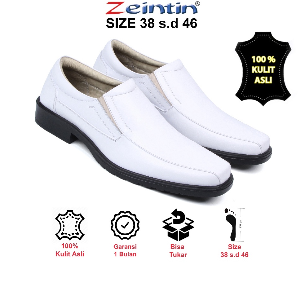 Terbaru Zeintin  Sepatu Pantofel Pria Putih Sepatu Perawat Pria Kulit Putih AJ