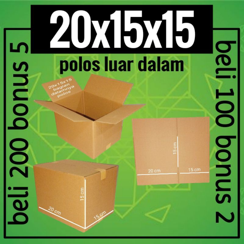 

Kardus box karton packing polos ukuran 20x15x15