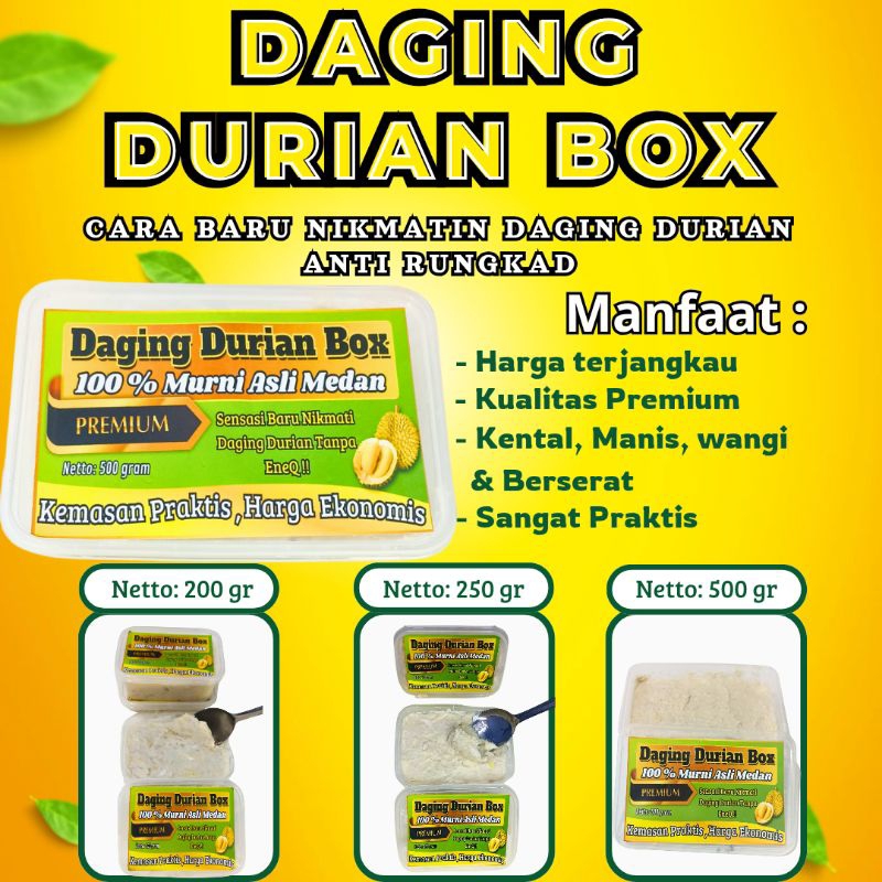 

Daging Durian original box frozen ekonomis 500gram