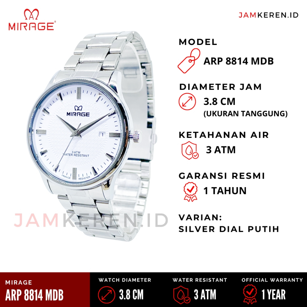 Mirage - Jam Tangan Pria - Jam Tangan Mirage Pria - Jam Tangan Mirage ARP 8814 M Original Anti Air