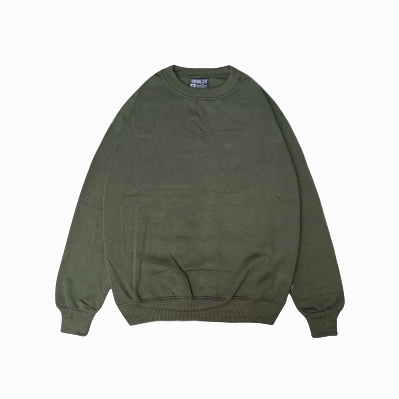 Sweater Crewneck Polos Hijau Army Sweater Polos Pria Wanita