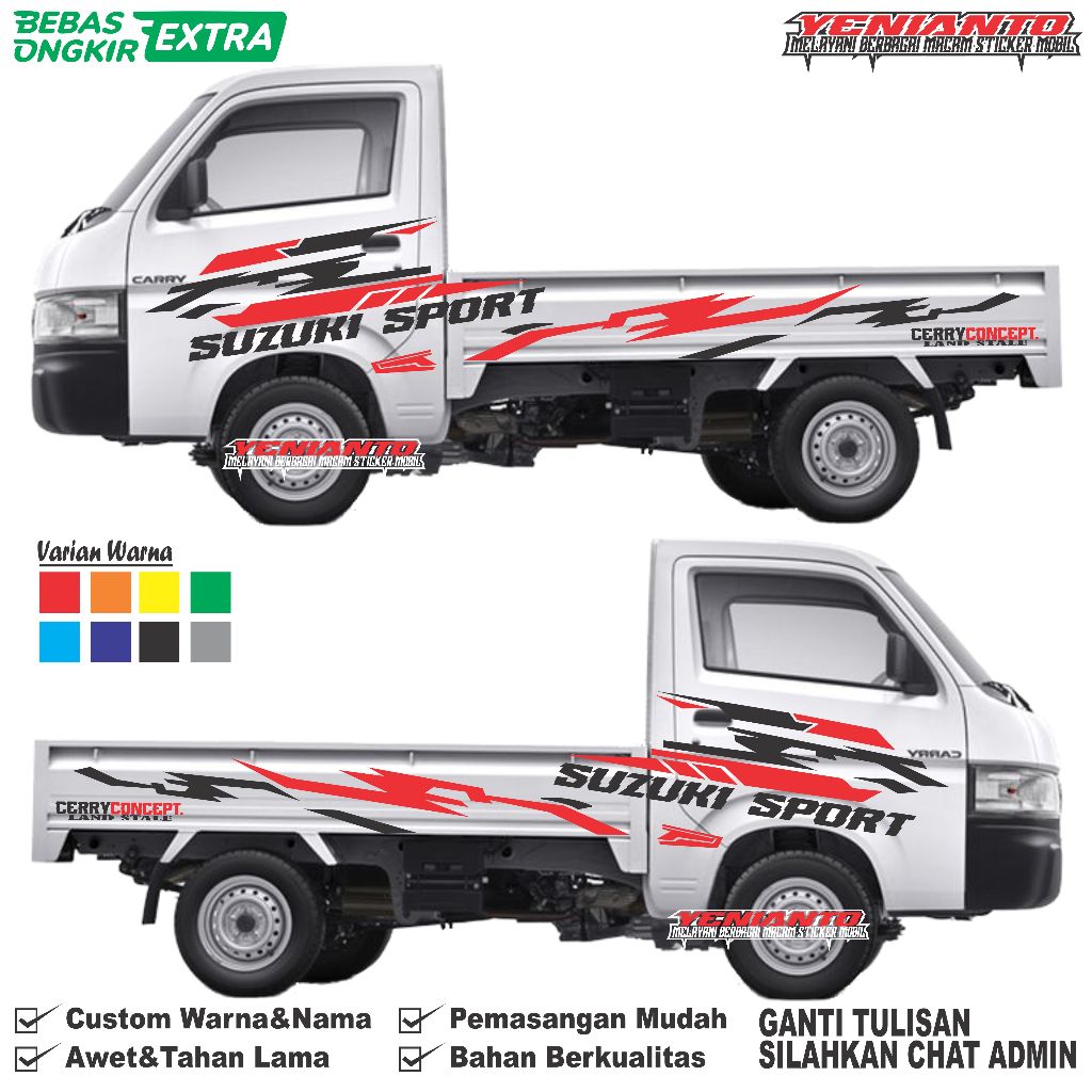 promo stiker pick up mobil suzuki new carry sticker bodi samping bak belakang terbaru