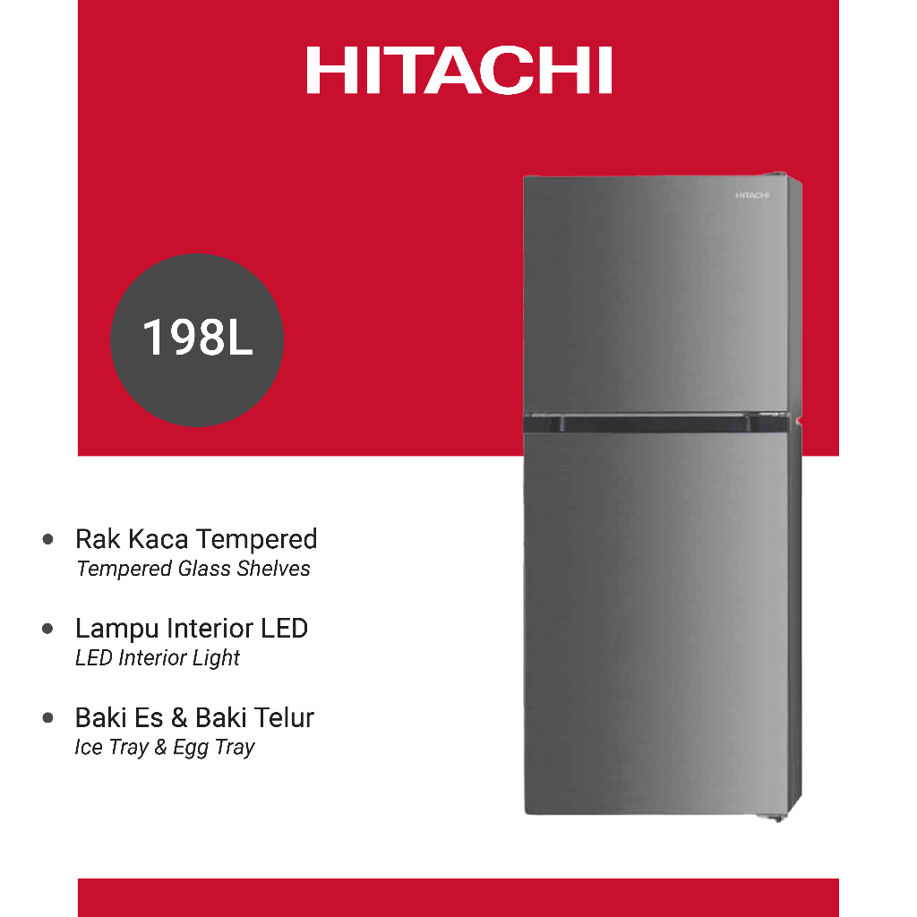 HITACHI Kulkas 2 Pintu 181 Liter HRTN5198MXID