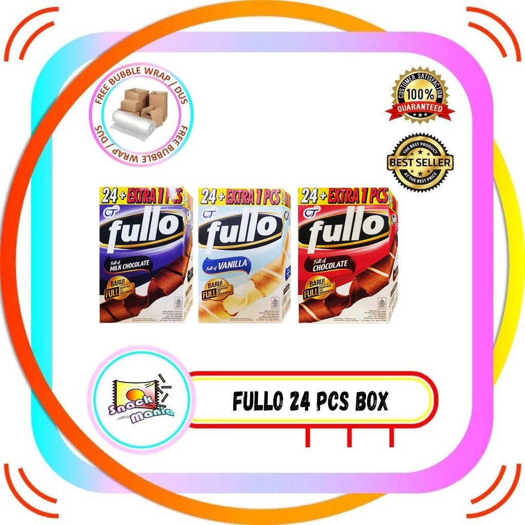 

Fullo Wafer Roll Stick Full of Chocolate | Vanilla | Milk Chocolate ~ 24 pcs x 14 gr BOX