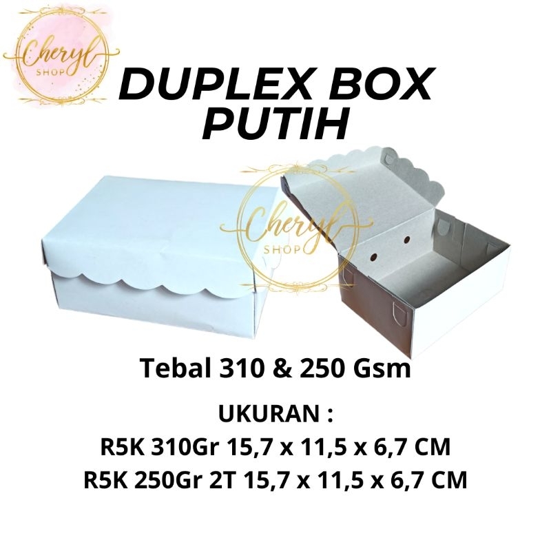 

(10 PCS) DOS / DUS DUPLEX POLOS NASI UK 15,7 x 11,5 x 6,7 CM / Kardus Box Kotak Hampers Duplex Putih Polos ( R 5 K )