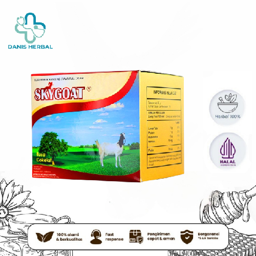 

SKYGOAT Susu Kambing Etawa Bubuk Rasa Coklat 1 Box Isi 10 Sachet