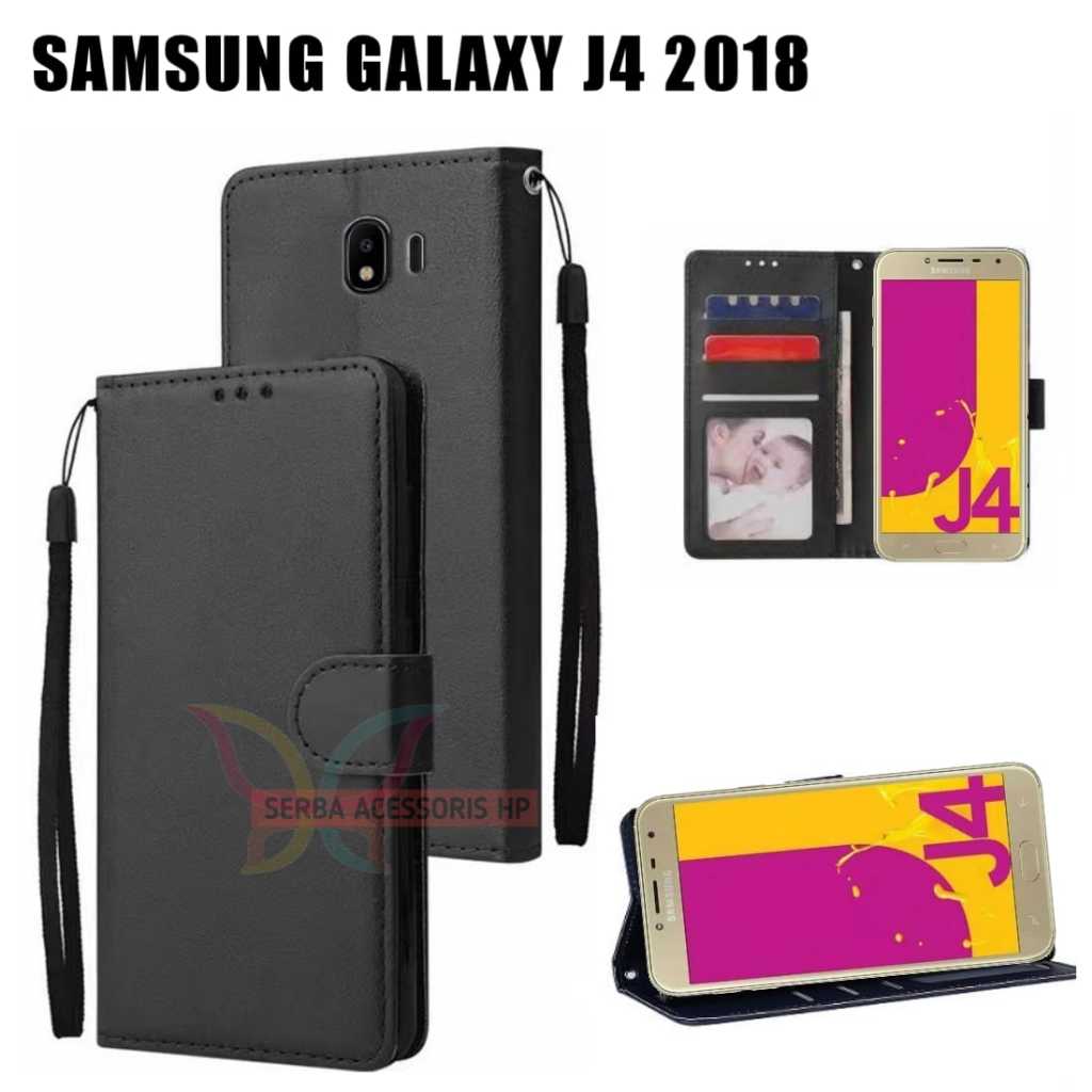 Case dompet SAMSUNG GALAXY J4 2018 flip dompet kulit mewah sampul slot kartu
