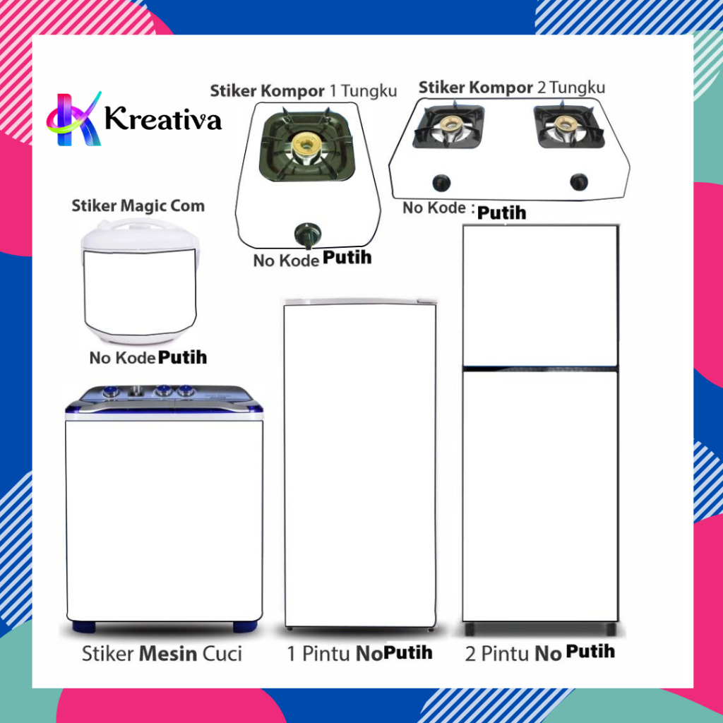 Stiker kulkas 1 pintu sticker kulkas 2 pintu motif polos