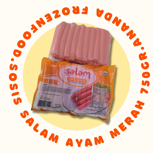 

sosis salam ayam (merah) ulir 750gr (isi 32 pcs) - Ananda frozenfood