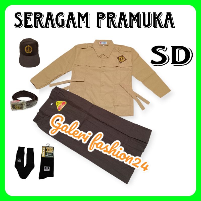 Setelan Lengkap Seragam Pramuka SD Perempuan Lengan Panjang