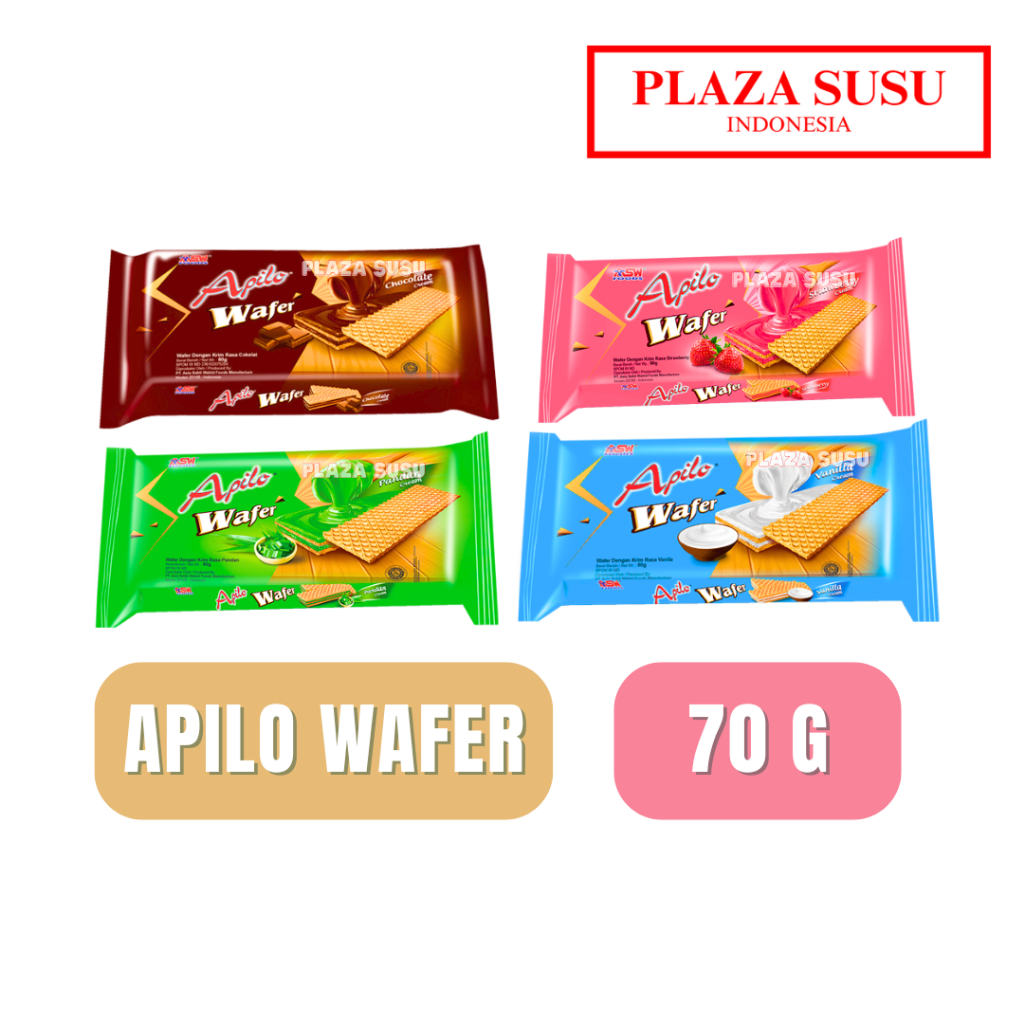 

CAMILAN APILO BISKUIT WAFER APILO CHOCOLATE JAJAN RASA COKLAT STROBERI VANILA 70G