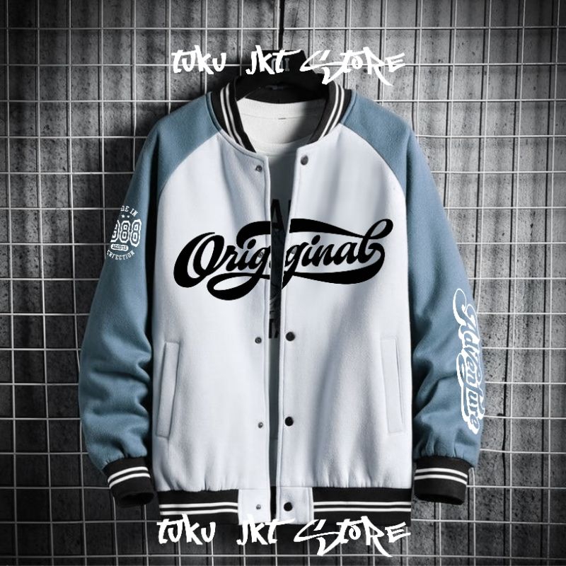 JAKET VARSITY BASEBALL OVERSIZE S - 6XL PRIA WANITA jaket bomber reglan kombinasi jumbo