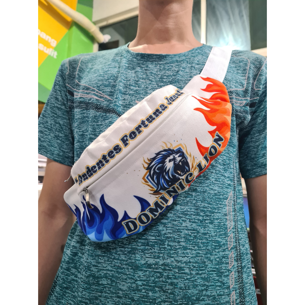 Custom satuan tas selempang putih design bebas full print