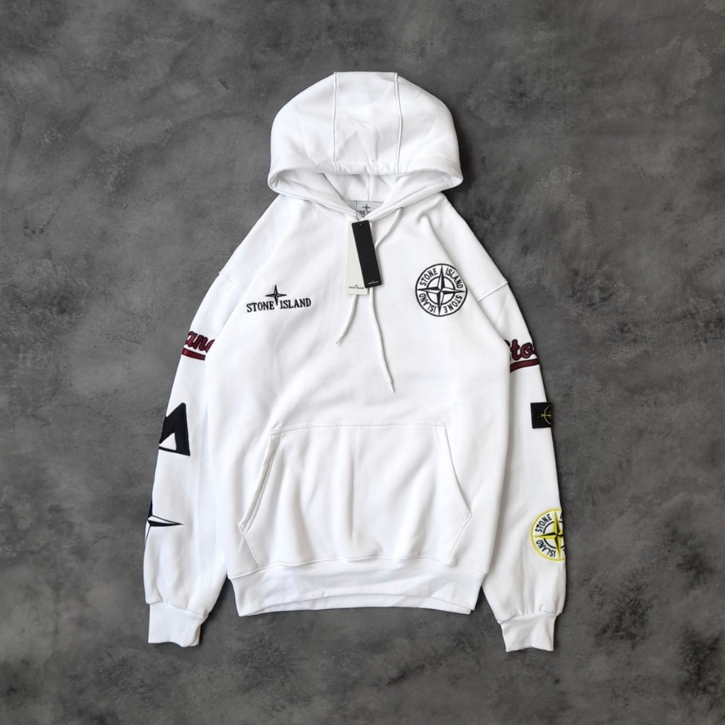 Hoodie jaket stone island full bordir premium original