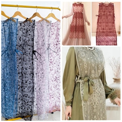 New Outer Long Vest Rompi Tille Mutira Luaran Tanpa Lengan Cardigan Tille Kekinian Outerwear Muslim 