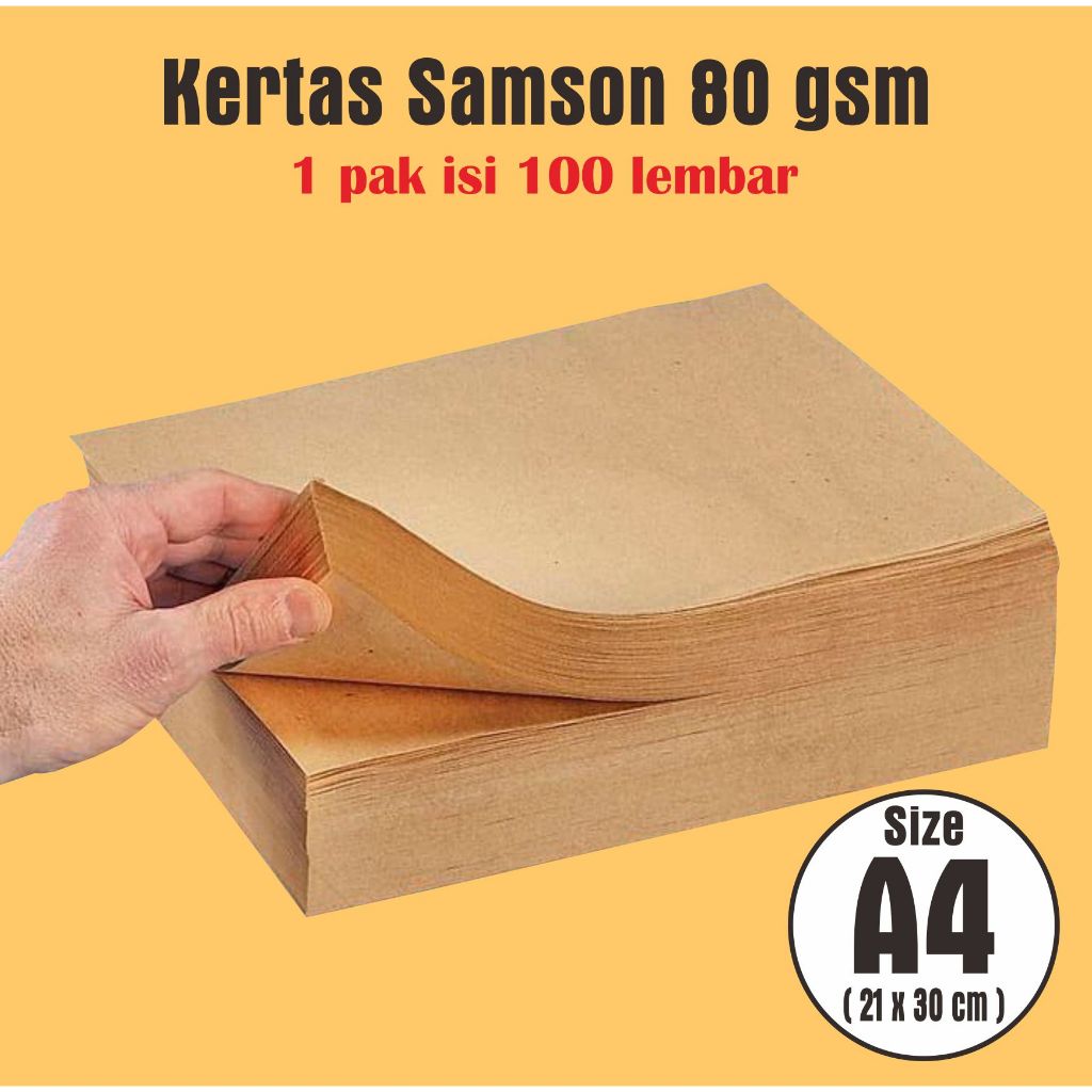( 100 Lembar ) Kertas Samson A4 80 gsm / Kertas Samson Paper A4 / Kertas Coklat