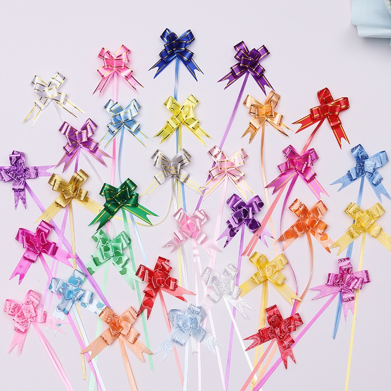 

(10 Pcs) Pita Tarik Mini 12 mm / Pita Serut Hiasan Parcel Souvenir Pull Flower Ribbon