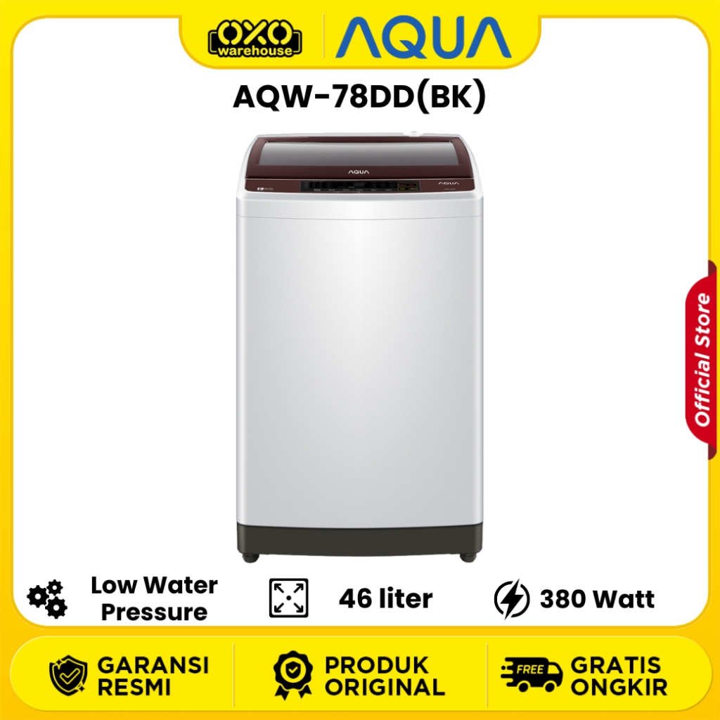 OXO Warehouse - Aqua Mesin Cuci 1 Tabung Otomatis 7 kg AQW 78DD Garansi resmi 7 tahun low watt tidak