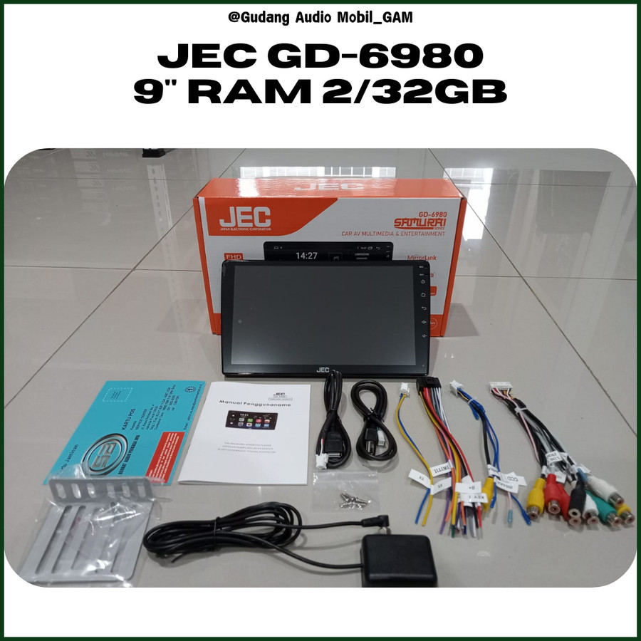 HEAD UNIT ANDROID 9 INCH JEC GD-6980 RAM 2/32 GB / TV MOBIL ANDROID