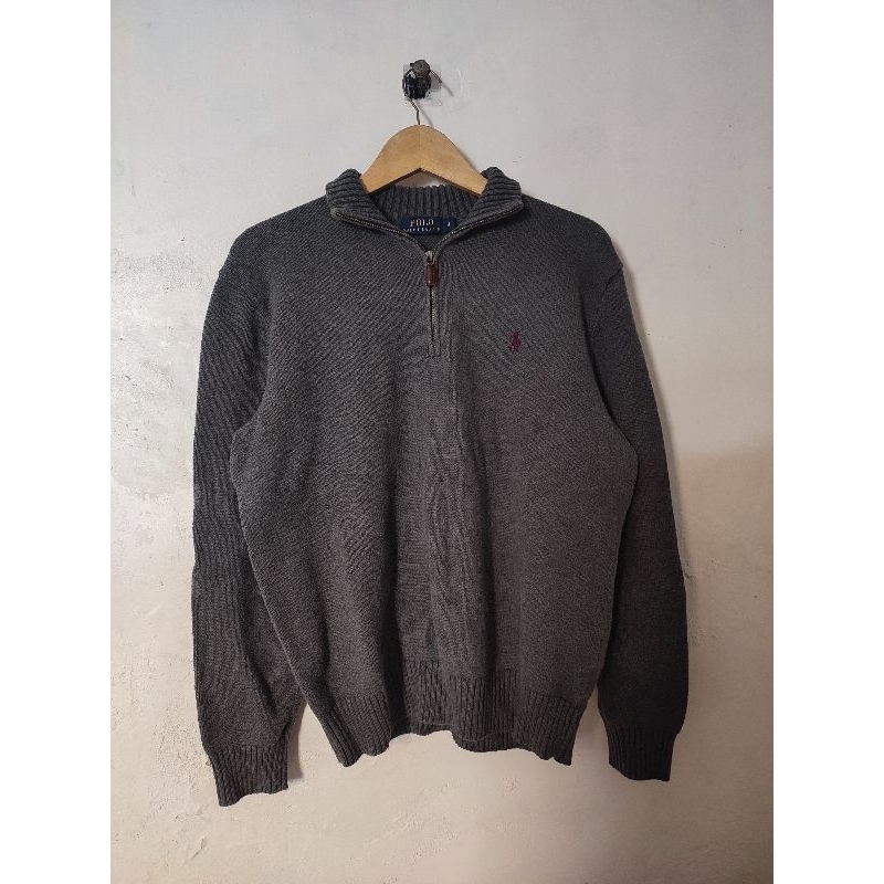 HALF ZIP HALF ZIPPER HALFZIP POLO RALPH LAUREN DARK GREY SECOND ORIGINAL