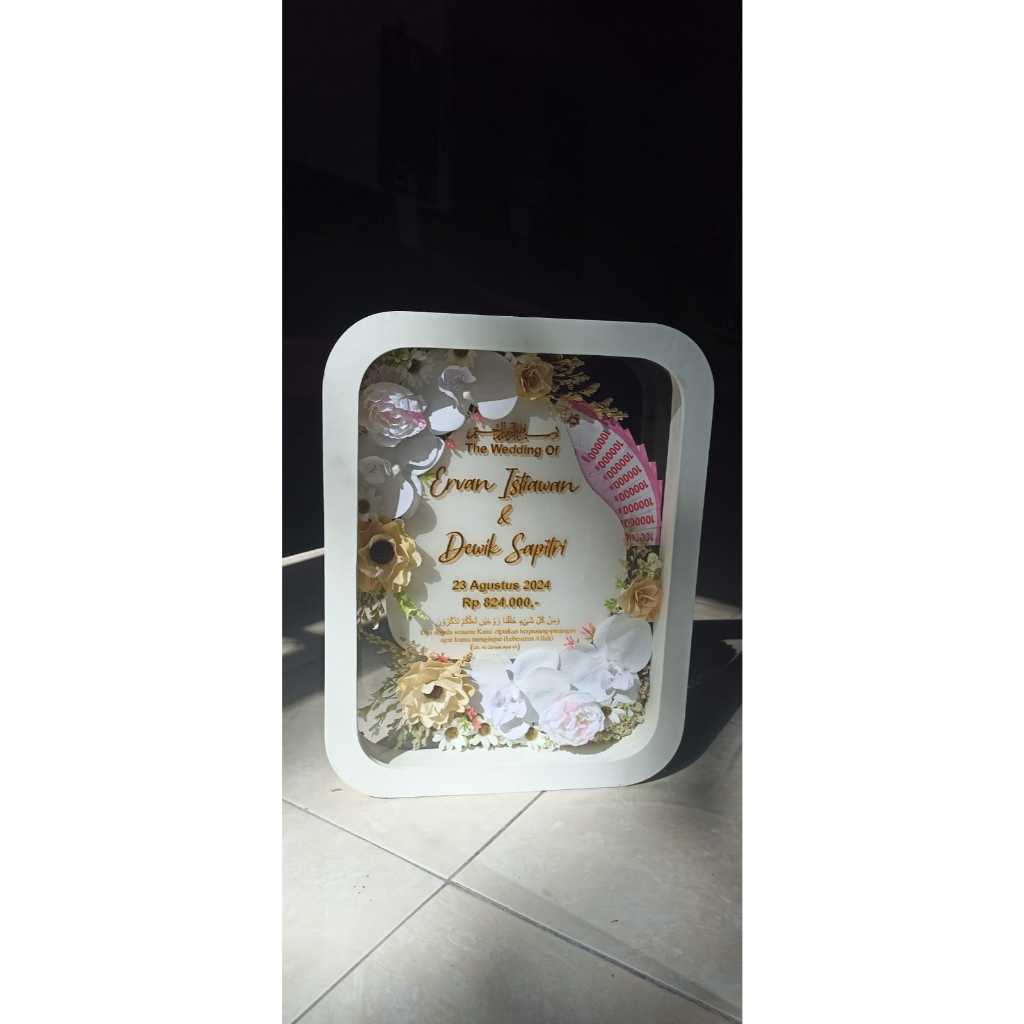 Mahar Pernikahan 30x40 Frame Kayu Lengkung / Mahar Pernikahan Murah