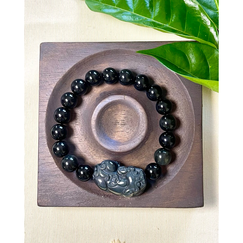 Rainbow Obsidian, gelang pria dengan spacer Pixiu