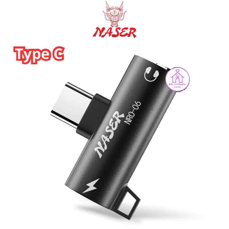NASER OTG TYPE C TO 3.5MM AUDIO NRO-06 / OTG SPLITER CONVERTER 2in1 Sambungan Headset dan Charger Us