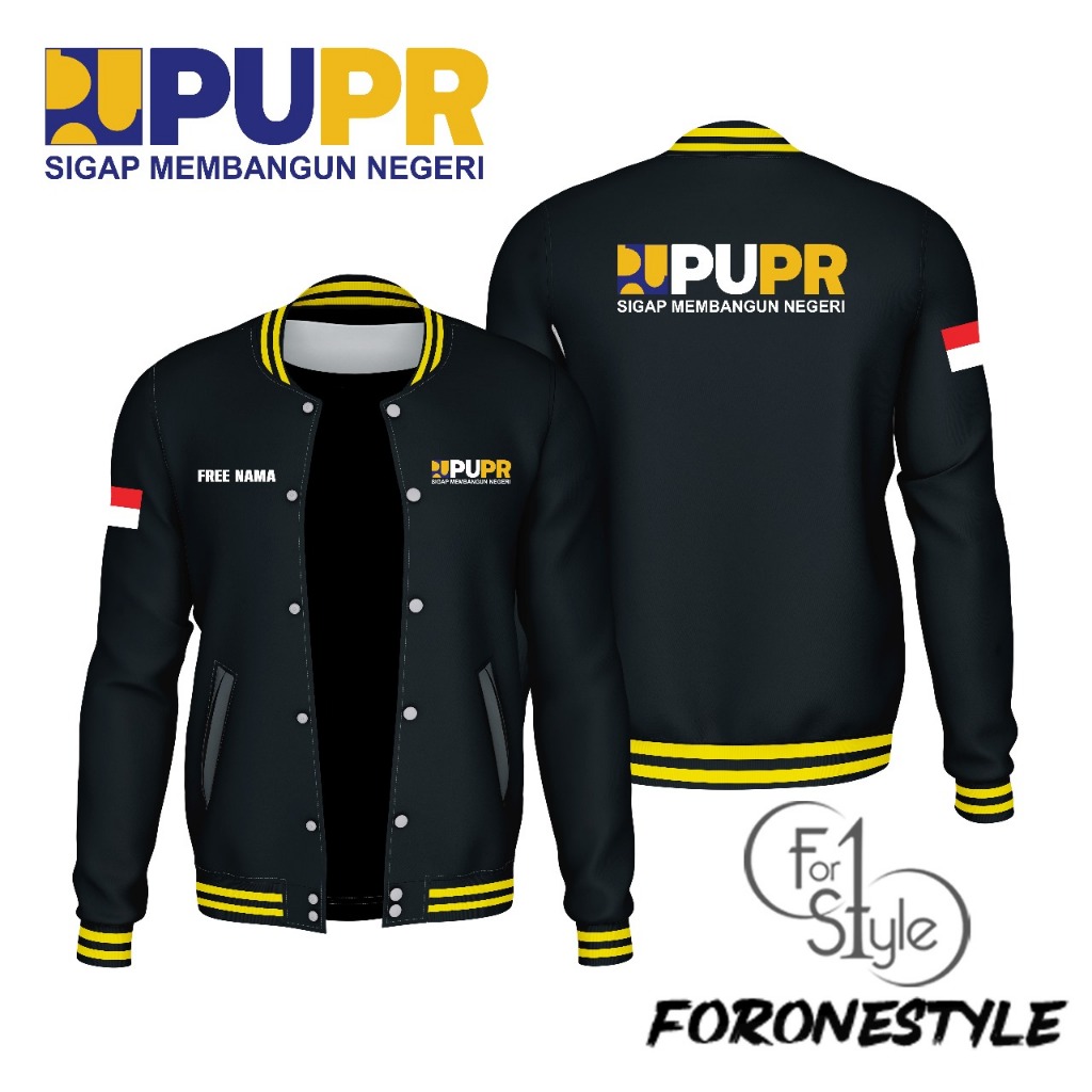 JAKET VARSITY ZIPPER KANCING PUPR - JAKET VARSITY ZIPPER KANCING MOTIF PUPR