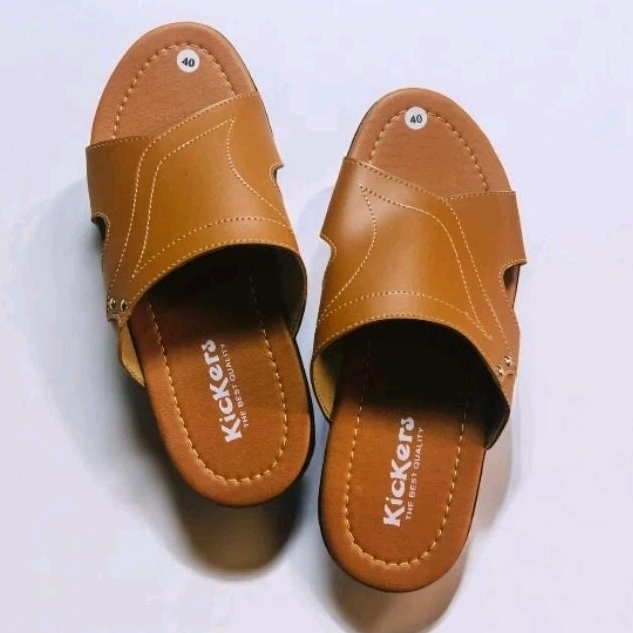 PROMO SANDAL KULIT PRIA MODEL SLOP KEREN VIRAL 2024