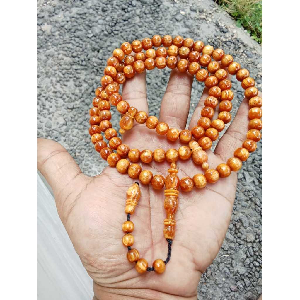 Tasbih getah pinus bulat 8 mm super quality tembus cahaya