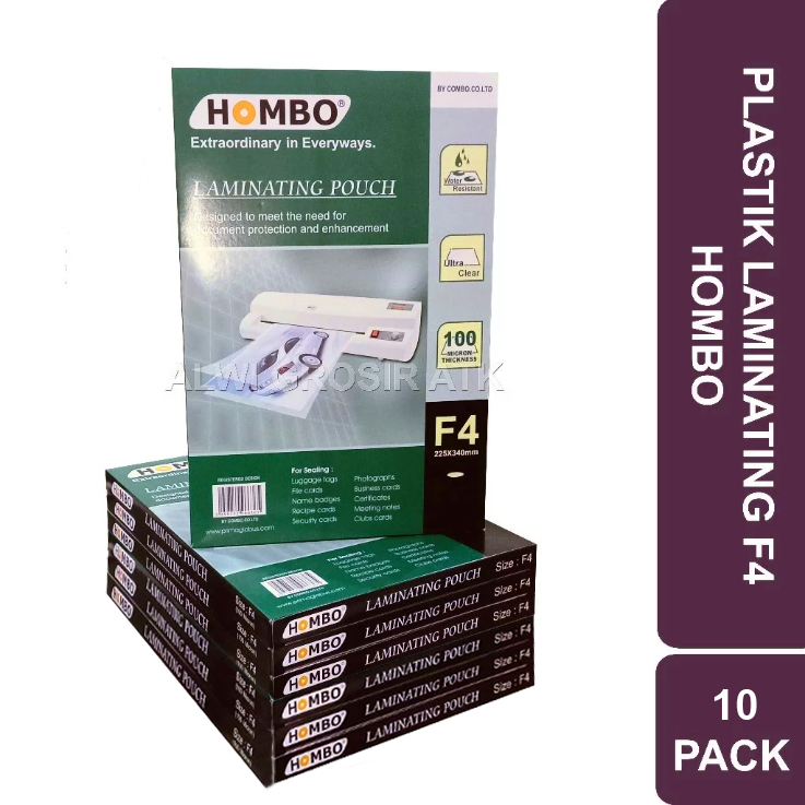 

GROSIR Plastik Laminating F4 Hombo Isi 100 Lembar 225x340mm | 10 Pack