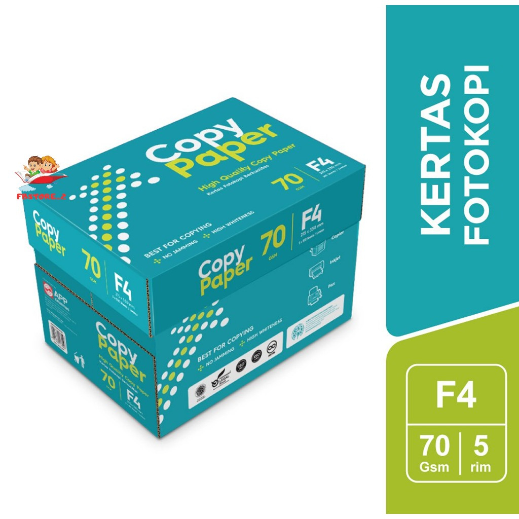 

[HVS] Copy Paper Kertas Fotocopy 70 GSM F4 - 1 Boks = 5 Rim