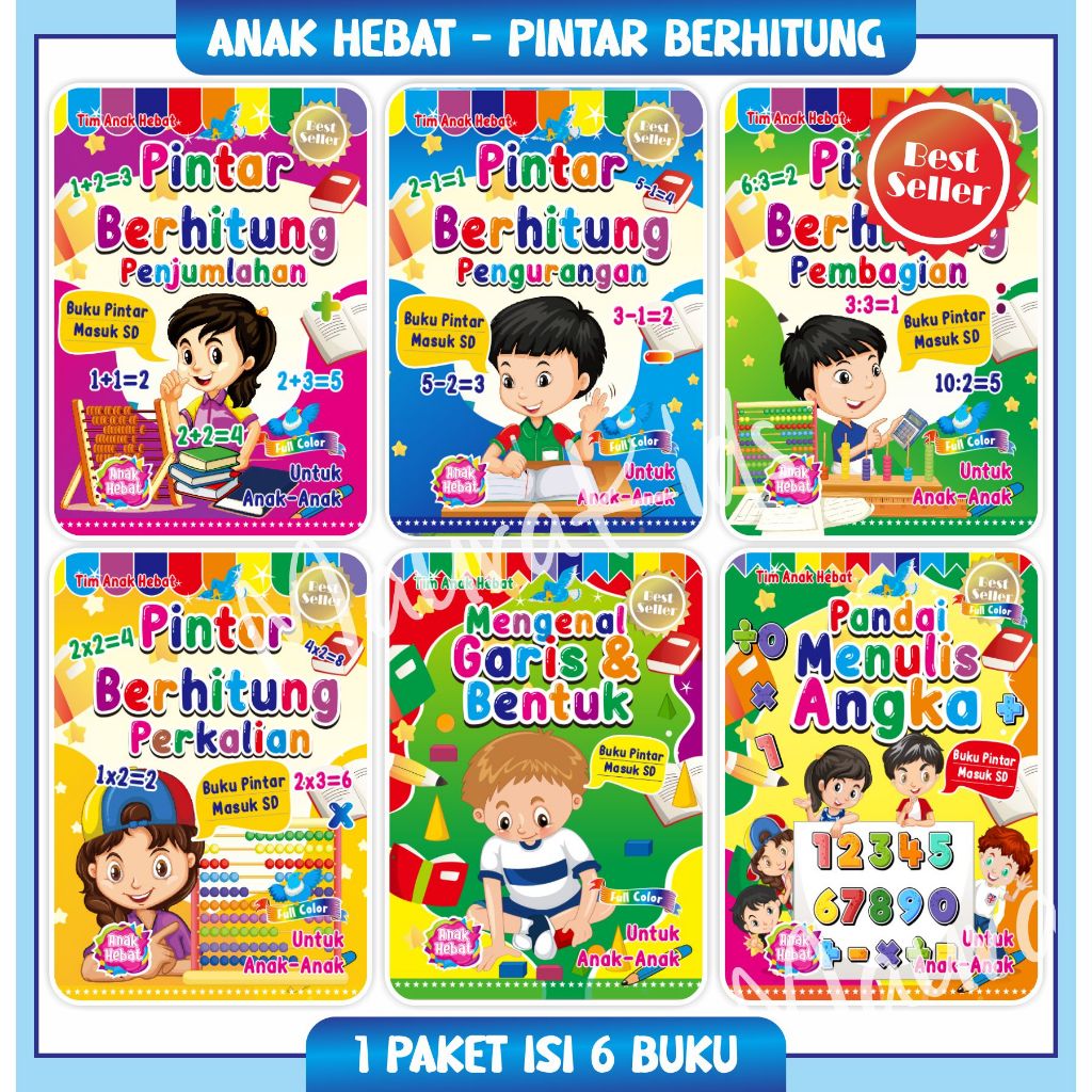 PINTAR BERHITUNG 6 SET, GARIS BENTUK & MENGENAL ANGKA