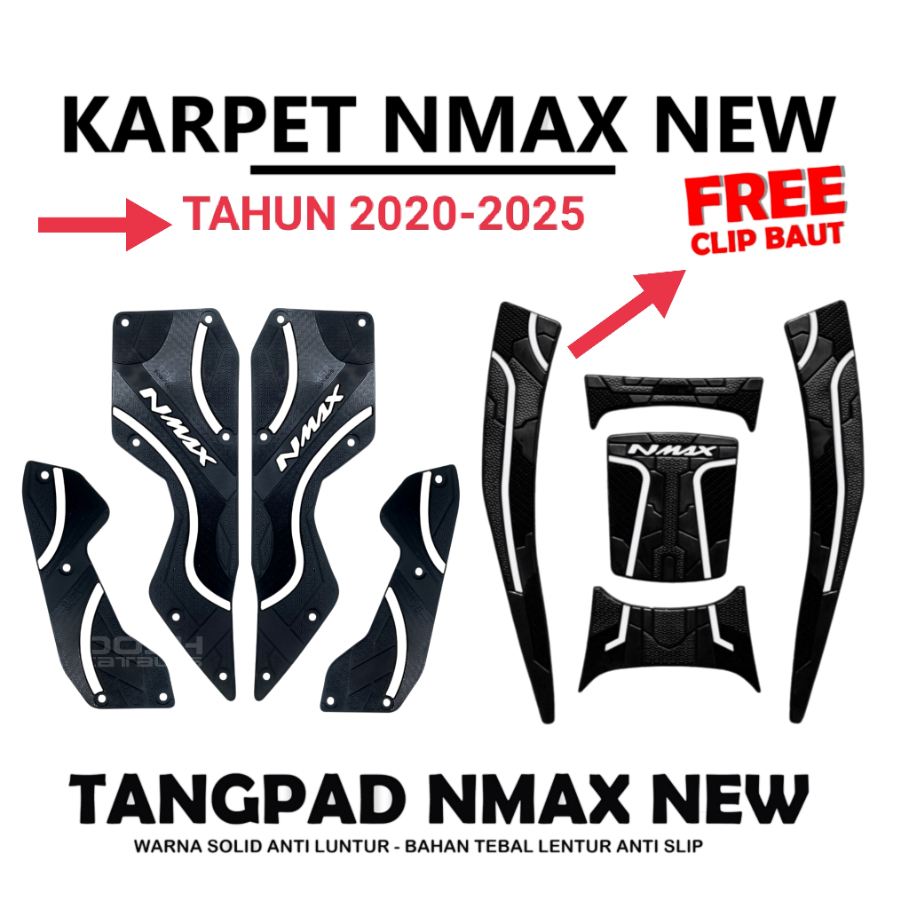 Pijakan Kaki Nmax New+Tank Pad Nmax 155 New Tahun 2020-2025 Bahan Karet Tidak Slip Variasi Nmax