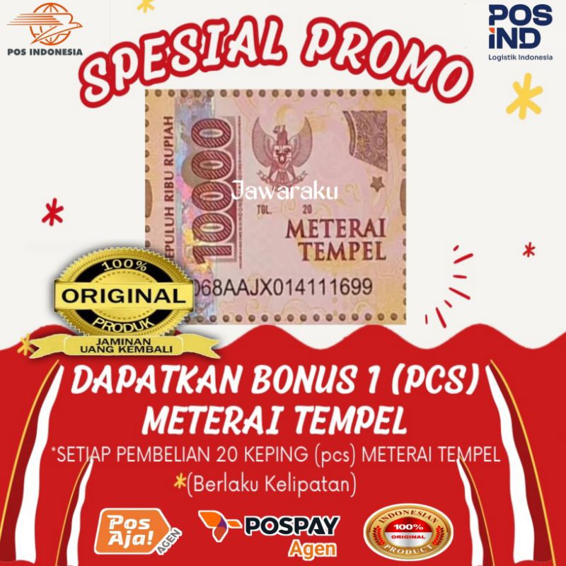 

MATERAI TEMPEL ASLI 10000 PERURI KANTOR POS INDONESIA 10.000 6000 3000 sepuluh ribu TERMURAH.!! TERMURAH.!!