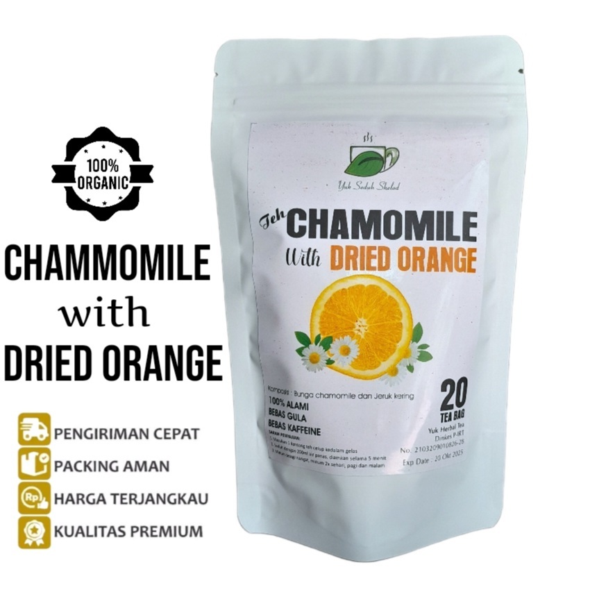 

CHAMOMILE with DRIED ORANGE / CHAMOMILE + JERUK KERING isi 20 tea bag