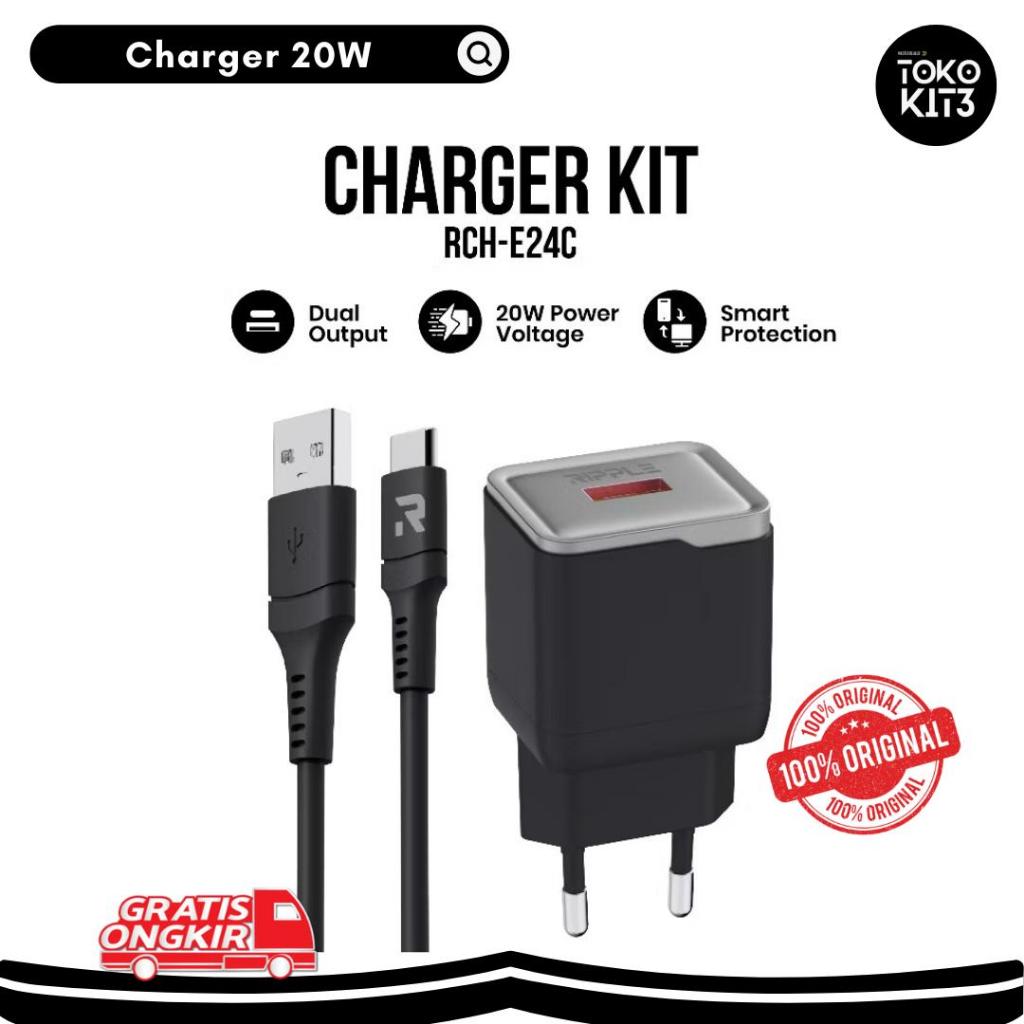 Ripple KEPALA Fast Charger+Cable 2 Port fast charging 18W  PD USB Type-C QC3.0 for iPhone oppo samsu
