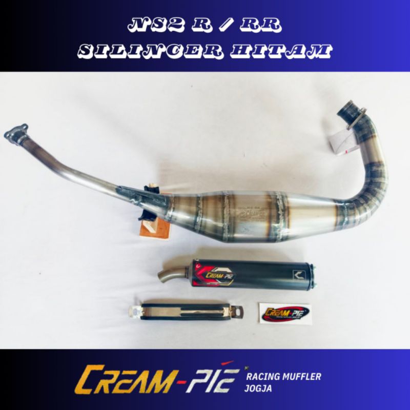 KNALPOT CREAMPIE NINJA NS2 R/SS/RR PLAT SLENCER HITAM ORIGINAL JOGJA