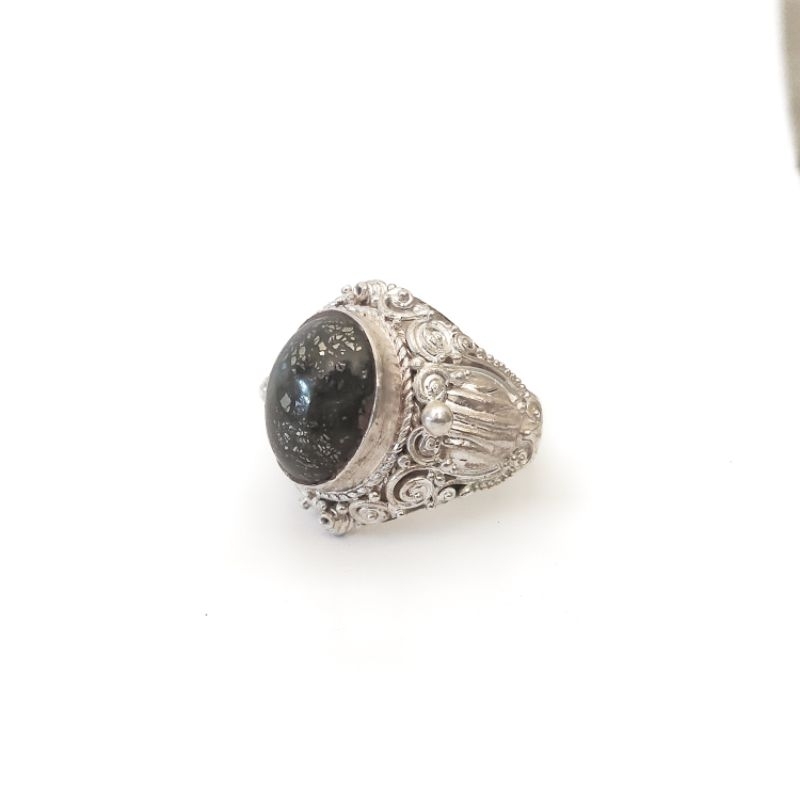 Ring Cincin Silver Perak Bali Asli 925 Ukir Manuk Batu Badar Perak Costum