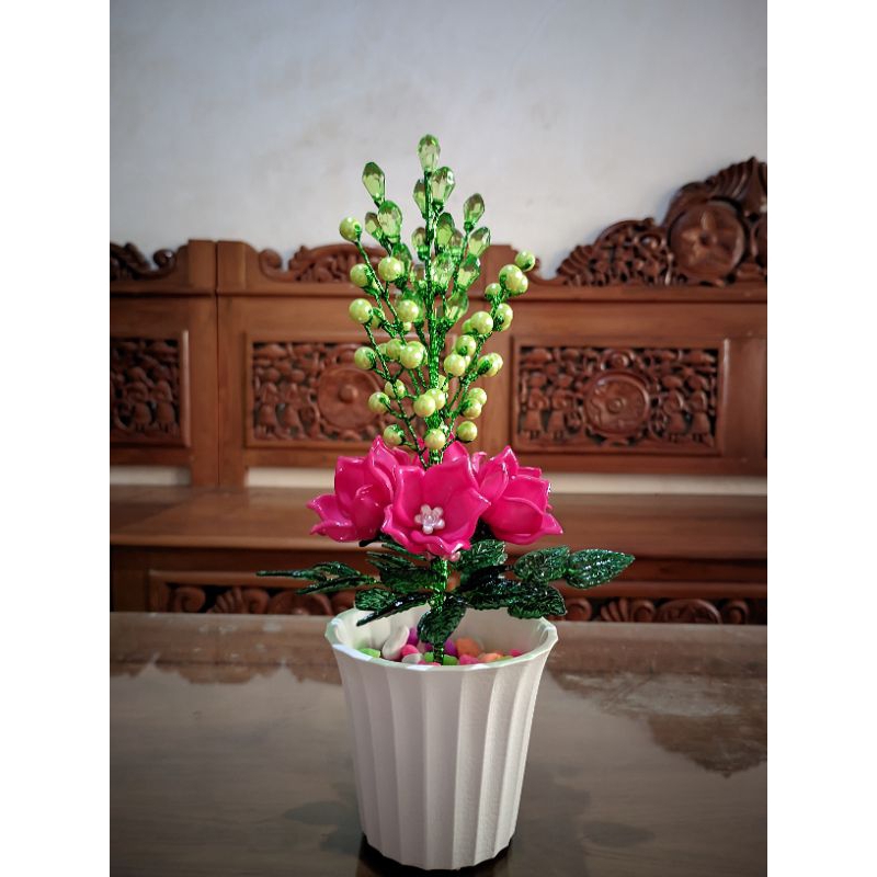 Bunga Mote Akrilik mawar mix lavender fanta