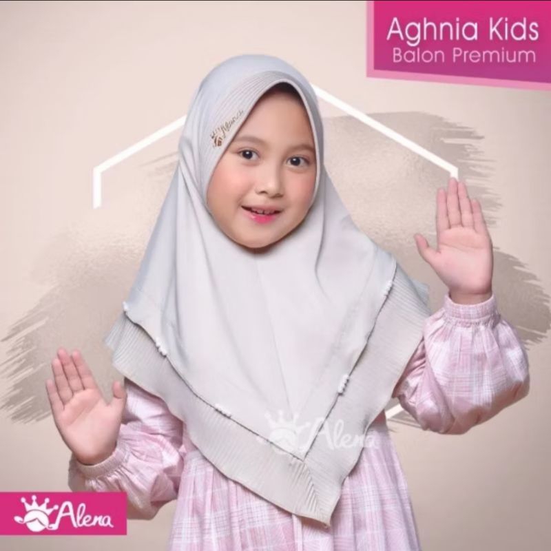 Jilbab Anak AGHNIA ALENA KIDS / Hijab Instan Anak Jersey Balon / Kerudung Anak Plisket Depan