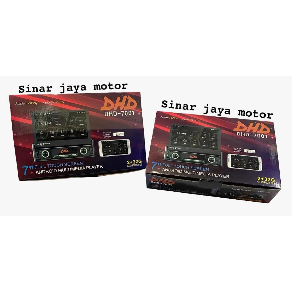 Headunit Android DHD Body Single Din Indash Layar Lipat 7 Inch 2+32GB